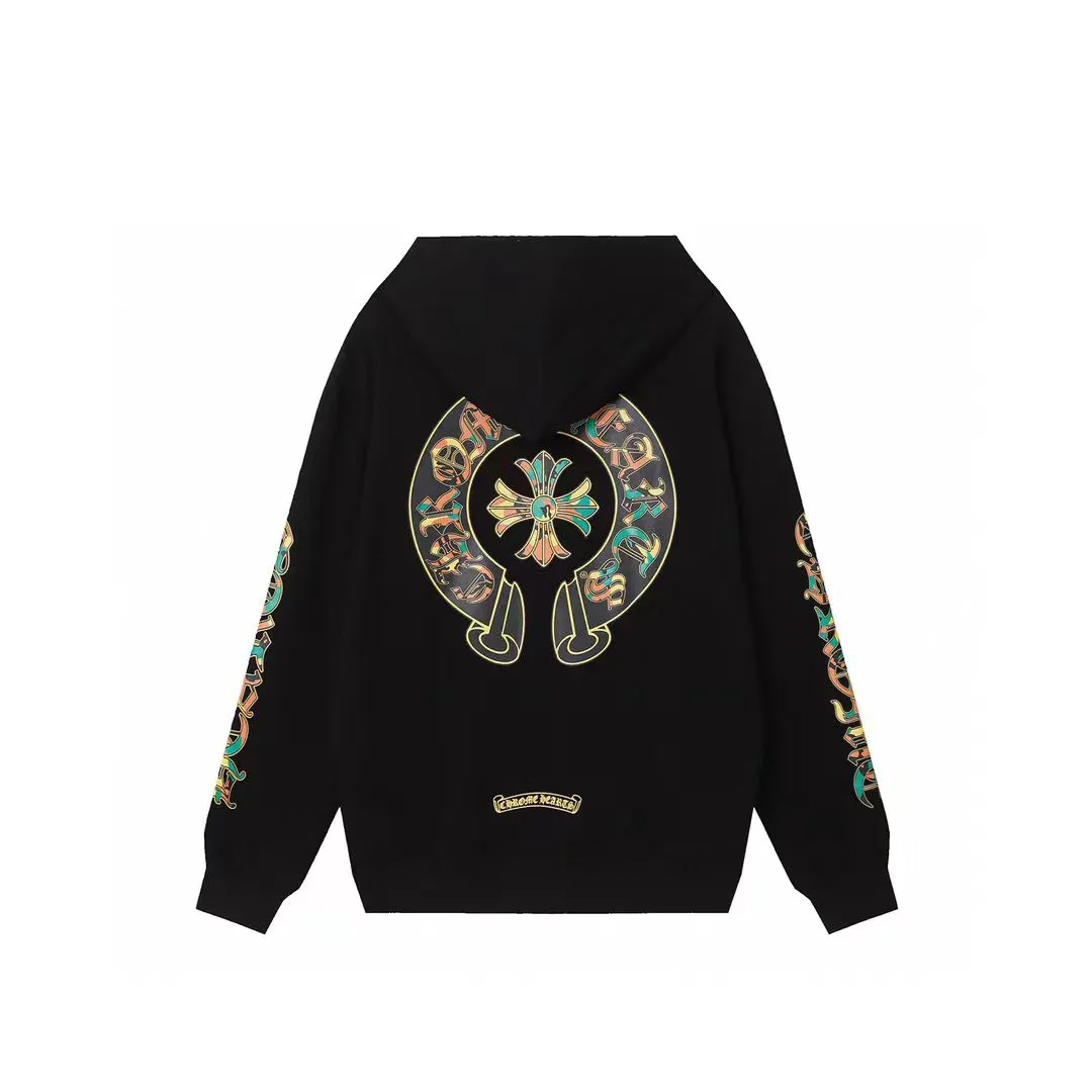 Q11—P230 -Chrome Hearts/Chrome Hearts printed zipper sweatshirt cardigan jacket -420 grams of high-density, high-quality wool, soft, delicate and skin-friendly, soft and silky to the touch, warm and skin-friendly -The hardware and zipper accessories are all customized and full of details -Colour: black -Size: S M L XL